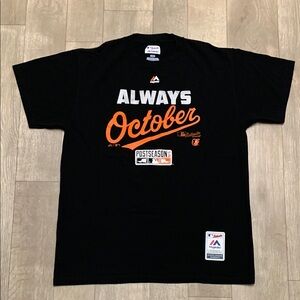 Mens Majestic Authentic MLB‎ Baltimore Orioles Baseball Crewneck T-Shirt
